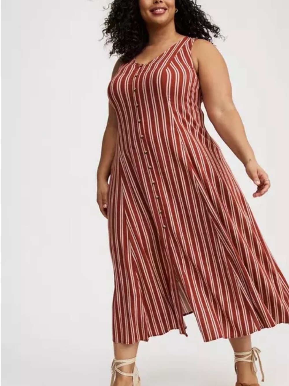 Torrid Striped Lace-Up Back Maxi Dress (3X)